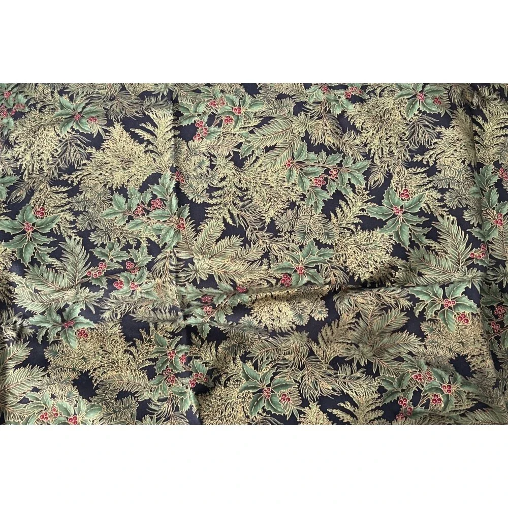 Holiday Flourish Japan Kaufman Christmas Holly Cotton Quilting Fabric Metallic